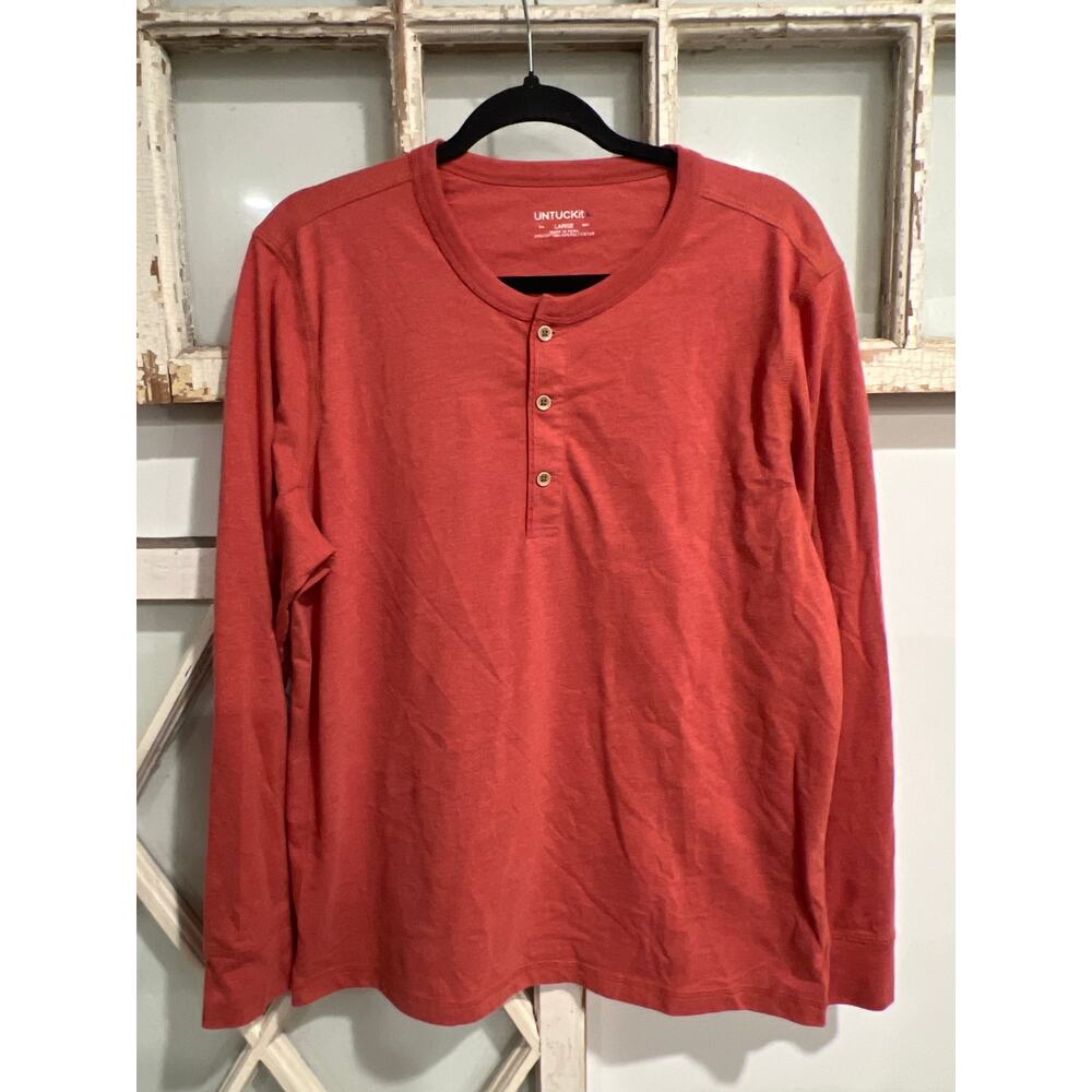 UnTuckit size large rusty orange Henley top shirt